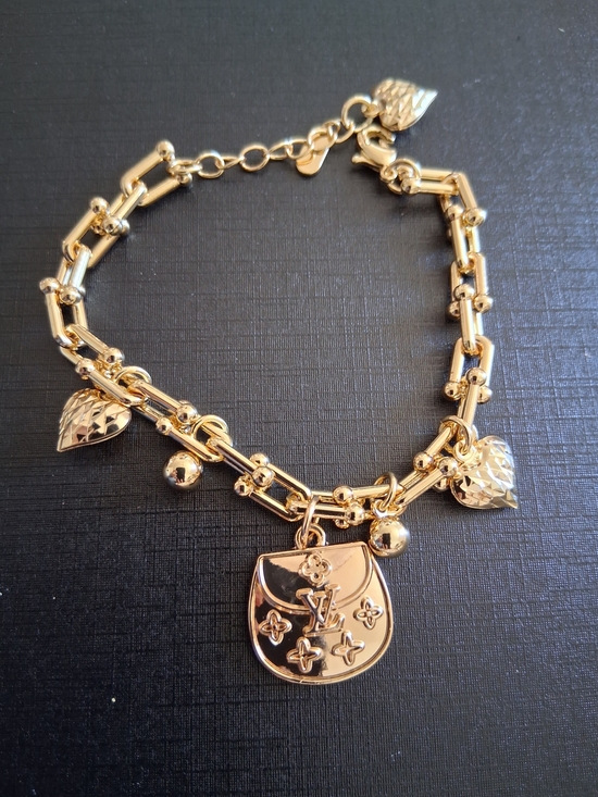 The Unbranded Brand Jewelry - Gold-Tone Heart Charm Bracelet with Monogram Pendant - Women Jewelry